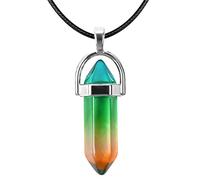 Collar con colgante de piedra natural de Chakra, collar de cadena de cuero con abalorio de Aura de cristal,estilo 2