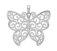 Collar con colgante de plata de ley 925 chapada en rodio con cuentas grandes de filigrana y alas de ángel, regalo de joyería para mamá, talla única, Metal Plata metal Rodio Plata, No es una piedra