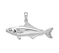 Collar con colgante de plata de ley 925 chapada en rodio pulido 3D Cobia animal de vida marina de 39,5 mm, regalo de joyería para mamá, talla única, Metal Plata metal Rodio Plata, No es una piedra