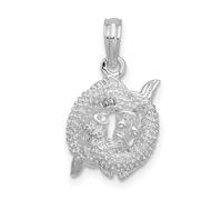 Collar con colgante de plata de ley 925 chapada en rodio pulido 3D del zodiaco Piscis - Regalo de joyería para mamá, talla única, Metal Plata metal Rodio Plata, No es una piedra preciosa