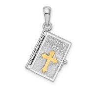 Collar con colgante de plata de ley 925 chapada en rodio pulido 3D oración del Señor de la Santa Biblia, regalo de joyería para mamá, talla única, Metal Plata metal Rodio Plata, No es una piedra