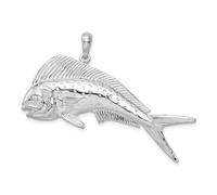 Collar con colgante de plata de ley 925 chapada en rodio pulido de 50 mm, diseño de animales mahi-mahi de vida marina - Regalo de joyería para mamá, talla única, Metal Plata metal Rodio Plata, No es