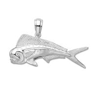 Collar con colgante de plata de ley 925 chapada en rodio pulido de animales Mahi-Mahi de vida marina de 42 mm, regalo de joyería para mamá, talla única, Metal Plata metal Rodio Plata, No es una piedra