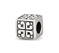 Collar con colgante de plata de ley 925 con forma de cubo de corazón de SimStars con reflejos cuadrados, mide 7,27 x 7,27 mm de ancho, joyería para mujer