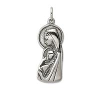 Collar con colgante de plata de ley 925 con parte trasera plana y parte trasera pulida de Nuestra Señora de los Dolores, mide 27 x 10 mm de ancho, joyería para mujer
