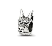 Collar con colgante de plata de ley 925 con reflejos pulidos de cabeza de Doberman Pinscher mide 10 x 5,45 mm de ancho, joyería para mujer