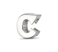 Collar con colgante de plata de ley 925 con reflejos pulidos de SimStars, letra de SimStars, monograma personalizado, con inicial C, mide 8,18 x 7,27 mm de ancho, abalorio para mujer, Plata de ley
