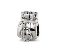 Collar con colgante de plata de ley 925 con reflejos pulidos SimStars para bolsa de dinero, mide 10 x 7,27 mm de ancho, joyería para mujer