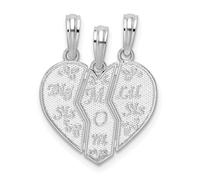 Collar con colgante de plata de ley 925 con textura de Big Sis Mom Lil-Sis Break Apart, regalo de joyería para mamá, talla única, Metal Plata Plata de ley, No es una piedra preciosa