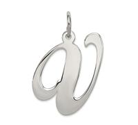 Collar con colgante de plata de ley 925 maciza pulida con letra pequeña y elegante con nombre personalizado con monograma inicial en V, 16 x 10 mm de ancho, para mujer