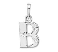 Collar con colgante de plata de ley 925 maciza pulida y brillante, letra con nombre, monograma personalizado con inicial B, mide 23 x 10,3 mm de ancho, joyería para mujer