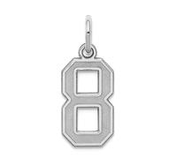 Collar con colgante de plata de ley 925 maciza pulida y satinada pequeña con el número 8, 19 x 7 mm de ancho, para mujer