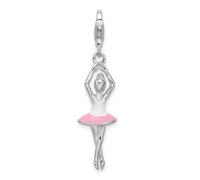 Collar con colgante de plata de ley 925 pulida con cierre de langosta, esmalte 3D con cierre de langosta, mide 37 x 9 mm, regalos de joyería para mujeres, Metal