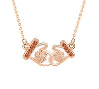 Collar con colgante de plata de ley S925 con circonita cúbica roja, chapado en oro rosa, guantes de copo de nieve, regalo de joyería para los amantes de los copos de nieve, plata de ley, circonita