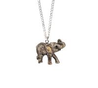 Collar con colgante de porcelana con diseño de elefante bebé, joyería chapada en plata, joyería espiritual de animales de la suerte, Plata esterlina, Amatista