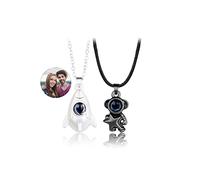 Collar con colgante de proyección de estrella astronauta, joyería para parejas, collar magnético para mujeres, hombres, niñas, niños, niñas, regalo de Año Nuevo, Plata de ley de cobre