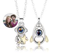 Collar con colgante de proyección de estrella astronauta, joyería para parejas, collar magnético para mujeres, hombres, niñas, niños, niñas, regalo de Año Nuevo (B)