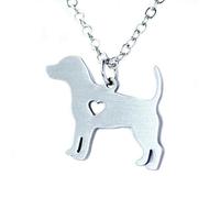 Collar con colgante de rescate, diseño de corazón con texto en inglés "I Love My Dog Lover Heart", color plateado
