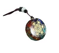 Collar con colgante de resina y cristal natural con símbolo de energía, joyería de chakra hecha a mano para meditación y regalo, Talla única, No es una piedra preciosa