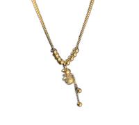 Collar con Colgante de Riqueza de Calabaza Feng Shui con Oro 925 de 14 Quilates, Amuleto de Reiki curativo de Chakras auténtico Natural, Cadena de clavícula para Mujer, espíritus de Buena Fortuna