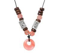 Collar Con Colgante De Rosquilla De Cristal Natural, Piedra Curativa Reiki, Collar Con Moneda De La Suerte Con Cuentas De Madera, Joyería Nórdica Vikinga, Amuleto Para Mujeres Y Hombres, Regalo De