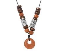 Collar Con Colgante De Rosquilla De Cristal Natural, Piedra Curativa Reiki, Collar Con Moneda De La Suerte Con Cuentas De Madera, Joyería Nórdica Vikinga, Amuleto Para Mujeres Y Hombres, Regalo, A