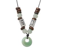 Collar Con Colgante De Rosquilla De Cristal Natural, Piedra Curativa Reiki, Collar Con Moneda De La Suerte Con Cuentas De Madera, Joyería Nórdica Vikinga, Amuleto Para Mujeres Y Hombres, Regalo De