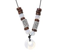 Collar Con Colgante De Rosquilla De Cristal Natural, Piedra Curativa Reiki, Collar Con Moneda De La Suerte Con Cuentas De Madera, Joyería Nórdica Vikinga, Amuleto Para Mujeres Y Hombres, Regalo De