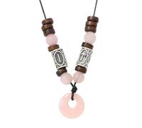 Collar Con Colgante De Rosquilla De Cristal Natural, Piedra Curativa Reiki, Collar Con Moneda De La Suerte Con Cuentas De Madera, Joyería Nórdica Vikinga, Amuleto Para Mujeres Y Hombres, Regalo De