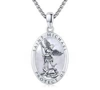 Collar con colgante de San Miguel, San Cristóbal y San Sebastián, ángel Guradiano, Nuestra Señora de Guadalupe, para hombres y mujeres, collar de protección religioso católico en plata de ley 925