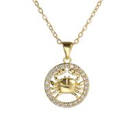 Collar Con Colgante De Signo Del Zodiaco De Cáncer - Horóscopo 12 Constelaciones Collar De Cadena De Clavícula Con Colgante Hueco De Circón Con Incrustaciones, Joyería De Astrología De Constel