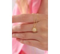 Collar con Colgante de Sol y Piedra de Circón Blanca, Plata de Ley 925, Chapado en Oro