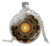 Collar con colgante de Sri Yantra espiritual budista de Chakra Sri Yantra de geometría sagrada, nan