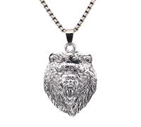 Collar con colgante de tigre punk, gargantilla de lobo de metal vintage, gótico, símbolo del zodiaco, joyería para hombre, L, Acero aleado, No es una piedra preciosa