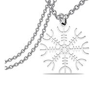 Collar con colgante de timón de Aegishjalmur con colgante vikingo, 3.0, Acero inoxidable