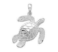 Collar con colgante de tortuga marina bañada en rodio de plata de ley 925 de 25 mm, regalo de joyería para mamá, talla única, Metal Plata metal Rodio Plata, No es una piedra preciosa