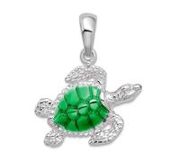 Collar con colgante de tortuga marina esmaltada pulida de plata de ley 925 chapada en rodio de 18,5 mm, regalo de joyería para mamá, talla única, Metal esmaltado metal Rodio, No es una piedra preciosa