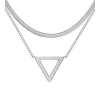 Collar con colgante de triángulo de moda para hombre, cadena de serpiente doble, joyería hermosa y versátil que se puede llevar con cualquier estilo, adjustable, Zirconia cúbica