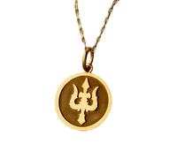 Collar con colgante de tridente de plata de ley 925 y oro |LK_NLC_01334 | necklace gold plated christian cross pendant 28x18mm engraved faith cross with 18 inch cable chain