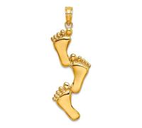 Collar con colgante de triple pie vertical pulido de oro amarillo macizo de 10 quilates de 11,6 mm para mujer