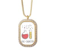 Collar con colgante de tubo de ensayo con forma de frasco de fondo redondo y cristal dorado