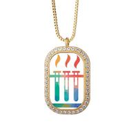 Collar con colgante de tubo de ensayo de diferentes temperaturas con diamantes de cristal dorado