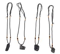 Collar con Colgante de Turmalina, Collar con Colgante de Turmalina Negra Natural de 4 Piezas con Cordón Retráctil, Piedra de Turmalina para Protección, Accesorio de Tela de Cadena de Suéter