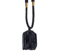 Collar con colgante de turmalina negra - Piedra de crudo Fortune en la cadena negra | Joyería de protección de energía espiritual, puesta a tierra y curación de amuleto para hombres y mujeres