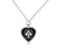 Collar con colgante de urna de calavera de ángeles de la muerte para cenizas y corazón, collar conmemorativo de cremación para mascotas