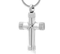 Collar con colgante de urna de cremaci n con forma de cruz enrollada en cuerda, recuerdo conmemorativo, cruz del Padrenuestro (plata)