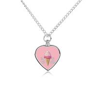 Collar con colgante de urna de helado para cenizas, diseño de corazón con texto en inglés "Im Just Here For The Free"