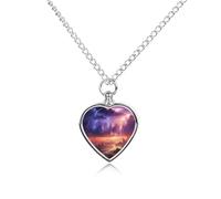 Collar con colgante de urna de tormenta de trueno púrpura para cenizas, corazón, joyería con colgante de cremación para mascotas, collar conmemorativo