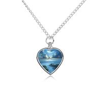 Collar con colgante de urna para cenizas y corazón con piedras del mar en la costa del Caribe, collar conmemorativo de cremación para mascotas