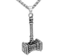Collar con Colgante de Viking Odin Mjolnir, mitología nórdica, Amuleto de Martillo de Thor, Cadena de Acero Inoxidable, 19,7、23,6、27,6 Pulgadas, Varios tamaños, más Adecuado(60CM)